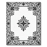 Ornate Floral Black White Area Rug