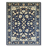Navy Blue Traditional Persian Floral Blue and Teal Area Rug