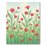 Whimsical Red Cosmos Meadow Area Rug