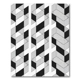 Black and White Geometric Modern Black White Interlocking Geometric Area Rug