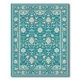 Teal Ivory Floral Persian Area Rug