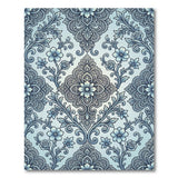 Elegant Blue Floral Lace Damask Rug