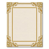 Gold and Silver Ornate Gold Border Beige Area Rug