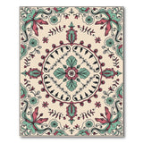 Teal Pink Floral Medallion Area Rug