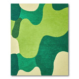 Vibrant Green Wavy Abstract Area Rug