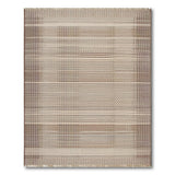 Brown Tan Geometric Woven Stripe Fringe Rug