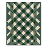 Green Cream Geometric Checkered Area Rug