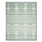 Green Pineapple Motif Striped Area Rug