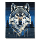 Majestic Gray Wolf Starry Night Area Rug