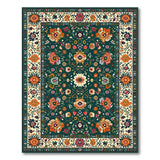 Traditional Persian Teal Persian Floral Area Rug with Vibrant Blooms