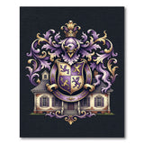 Purple Heraldic Crest with Vintage Mansion Rug