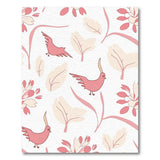 Whimsical Pink Crested Birds Blossoms Area Rug