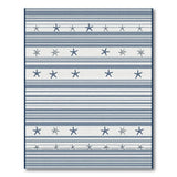 Blue and Teal Coastal Beach Navy Starfish Striped Coastal Area Rug