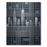 NYC Skyline Geometric Grid Grey Area Rug