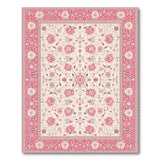 Vintage Pink Floral Area Rug on Cream