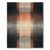 Geometric Halftone Stripe Area Rug Black Orange White