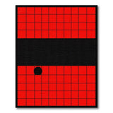 Bold Red Grid Area Rug with Black Stripe Circle