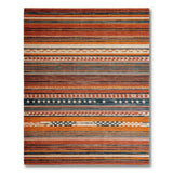 Southwestern Striped Area Rug in Rust Orange Navy