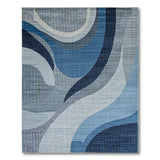 Blue Abstract Wave Geometric Area Rug