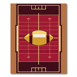 Geometric Modern Red Football Field Area Rug