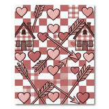Red Gingham Hearts Arrows Cottage Rug
