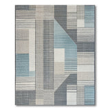 Modern Geometric Grey Teal Area Rug