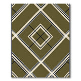 Olive Green Geometric Diamond Lattice Rug