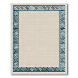 Navy Greek Key Border Beige Area Rug