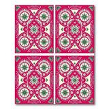 Vibrant Pink Persian Star Floral Area Rug
