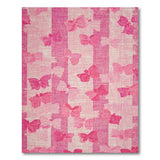 Pink Butterfly Striped Linen Rug