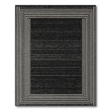 Bold Black White Geometric Border Rug