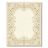 Ornate Floral Border Area Rug in Beige