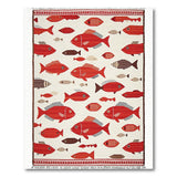 Vibrant Red Fish Flatweave Area Rug