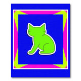 Vibrant Green Cartoon Cat Area Rug