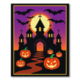 Spooky Haunted Castle Halloween Rug with Jack-o'-Lanterns