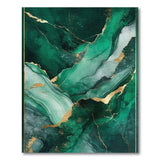 Green Emerald Green Gold Vein Abstract Area Rug