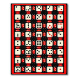 Red Border Dice Grid Area Rug