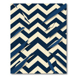 Beige and Neutral Navy Zigzag Geometric Area Rug