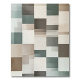 Neutral Teal Geometric Patchwork Area Rug