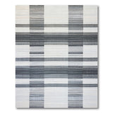 Modern Black White Grid Stripe Woven Rug