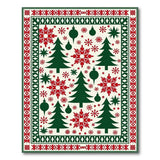 Festive Christmas Trees Snowflakes Holiday Rug