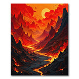 Surreal Fiery Lava Mountains Area Rug