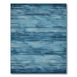 Teal Navy Striped Textured Area Rug