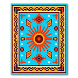 Southwestern Turquoise Sunburst Area Rug