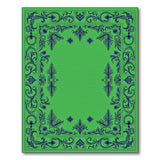 Green Emerald Green Ornate Border Area Rug
