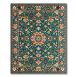 Vibrant Teal Green Persian Floral Rug