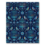 Teal Birdcage Floral Vintage Area Rug