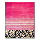 Pink Ombre Stripe Rug with Leopard Print Border