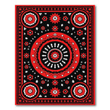 Red Black Floral Medallion Persian Rug