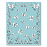 Teal Butterfly Vine Border Area Rug